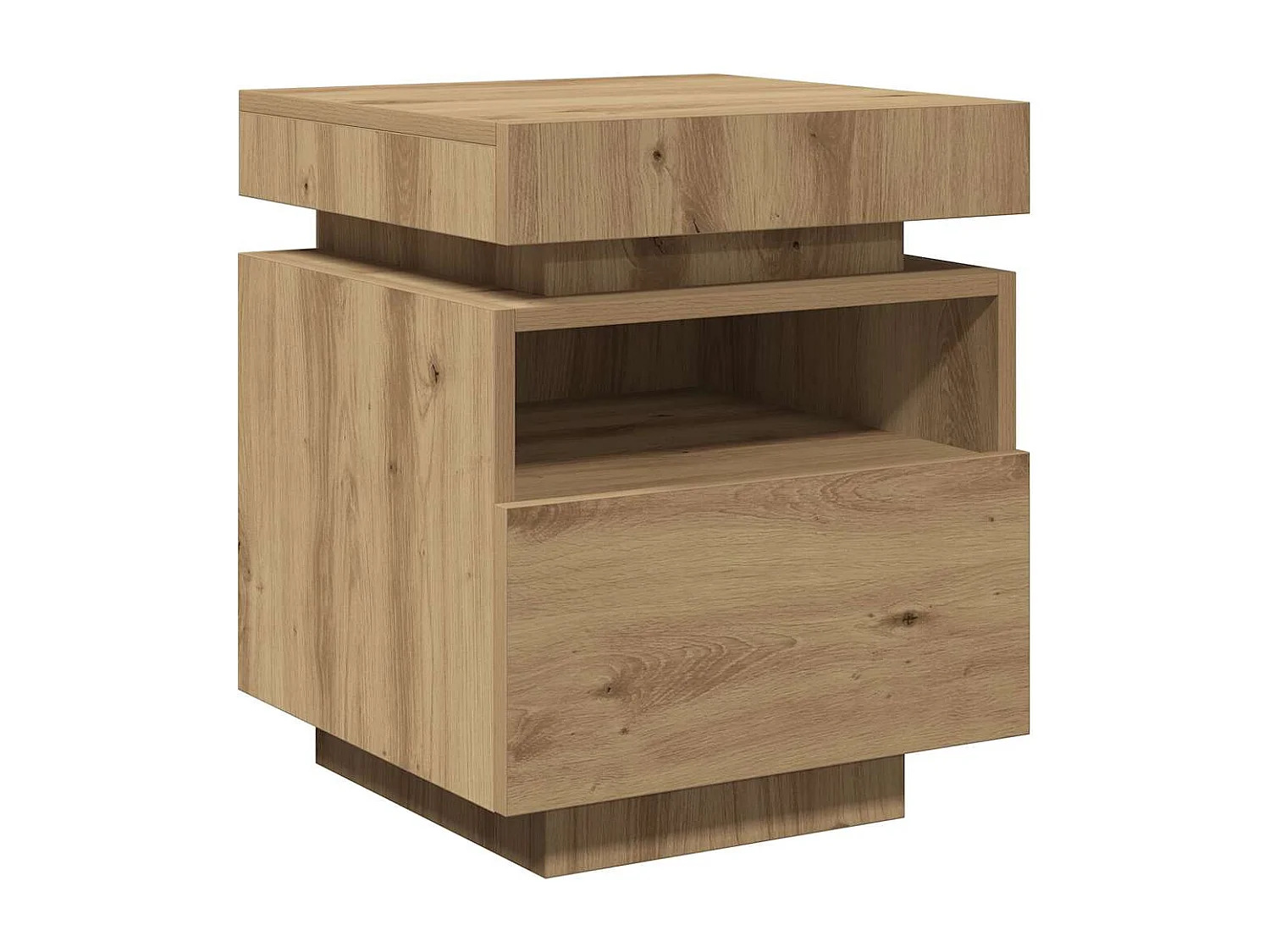 Tables de chevet lot de 2 avec rangement avec lumières LED chêne artisanal