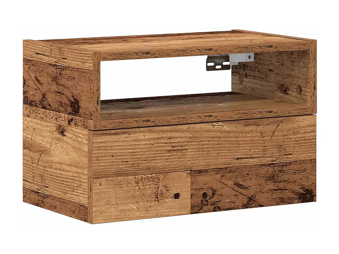 Nachttisch hängend | Wand-Nachttisch Altholz-Optik 45x26x28,5 cm SHL89826