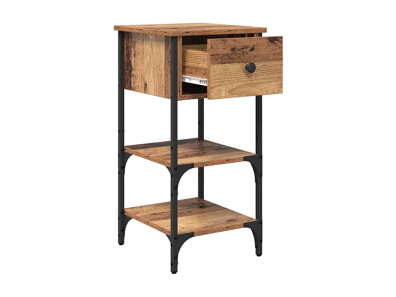 Lot de 2 Tables de chevet avec Étagères de rangement Bois ancien 34x36x70 cm