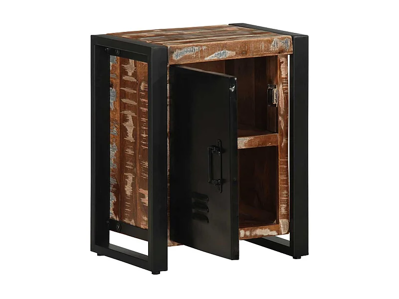 Mesilla de noche | Mesita de noche multicolor 40x30x51 cm madera maciza reciclada