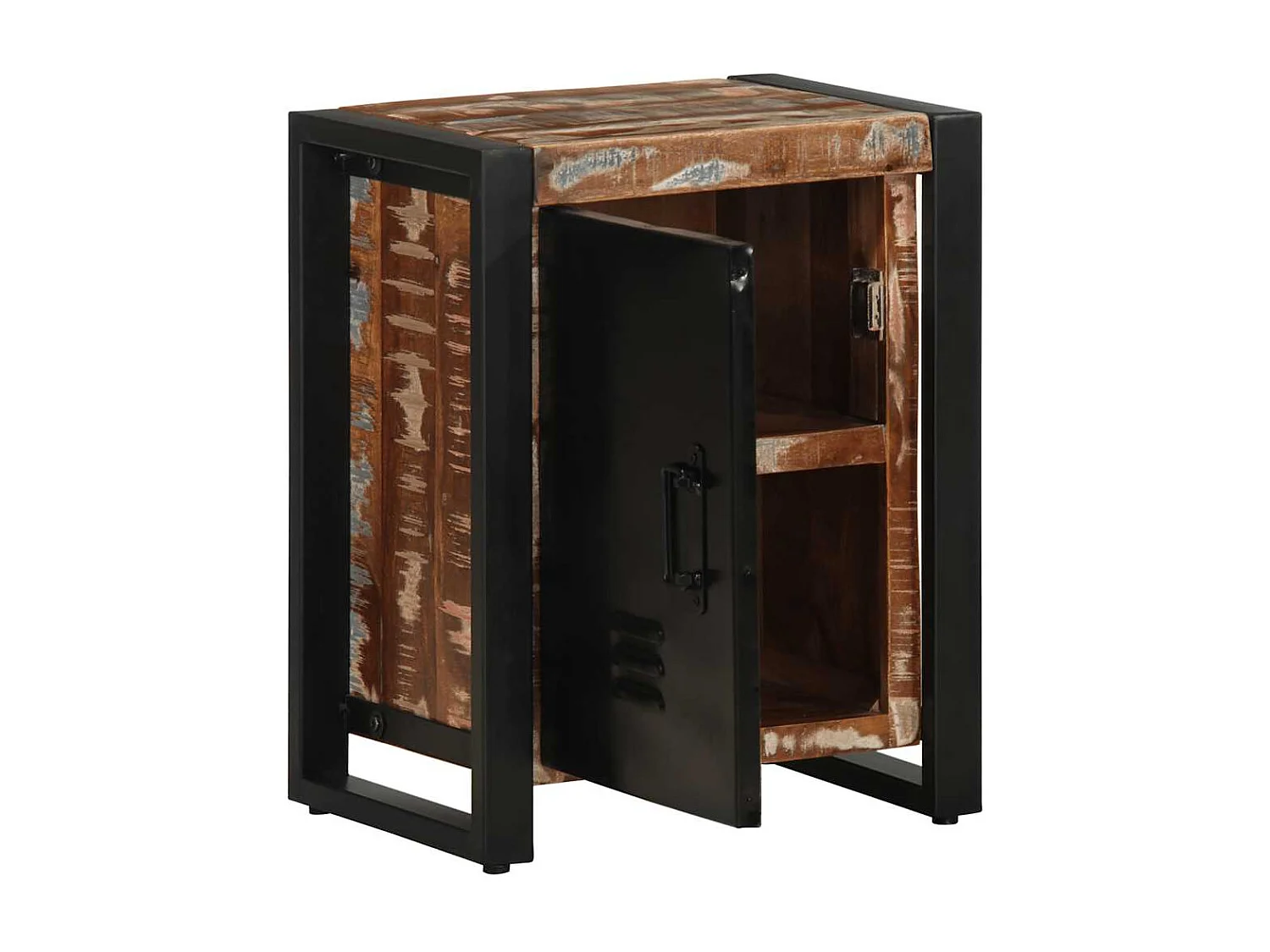 Mesilla de noche | Mesita de noche multicolor 40x30x51 cm madera maciza reciclada