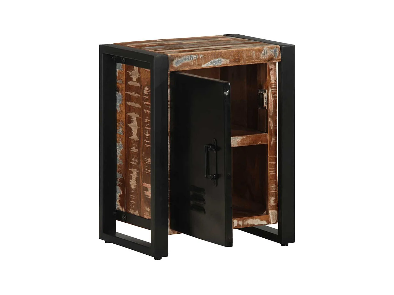 Mesilla de noche | Mesita de noche multicolor 40x30x51 cm madera maciza reciclada