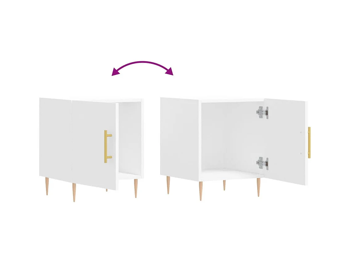 Lot de 2 Tables de chevet Étroite avec Étagère de rangement blanc 40x40x50 cm bois d’ingénierie