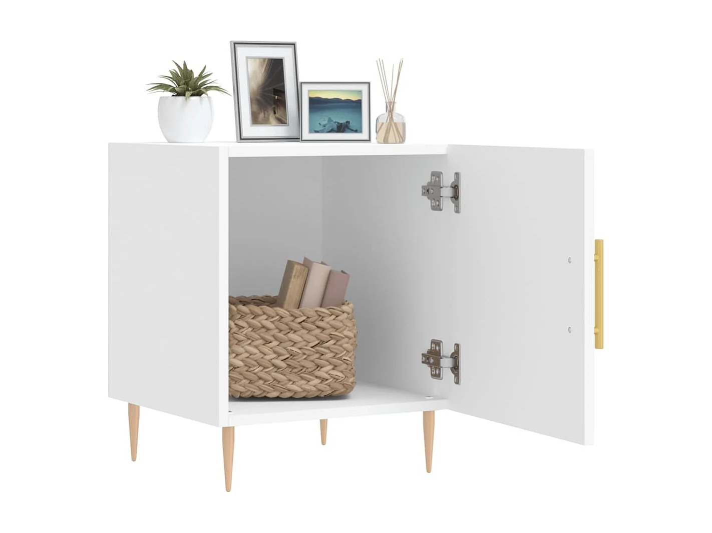 Nachttisch 2er Set-Beistelltisch-Nachttischkommode Weiß 40x40x50 cm Holzwerkstoff SHL23044