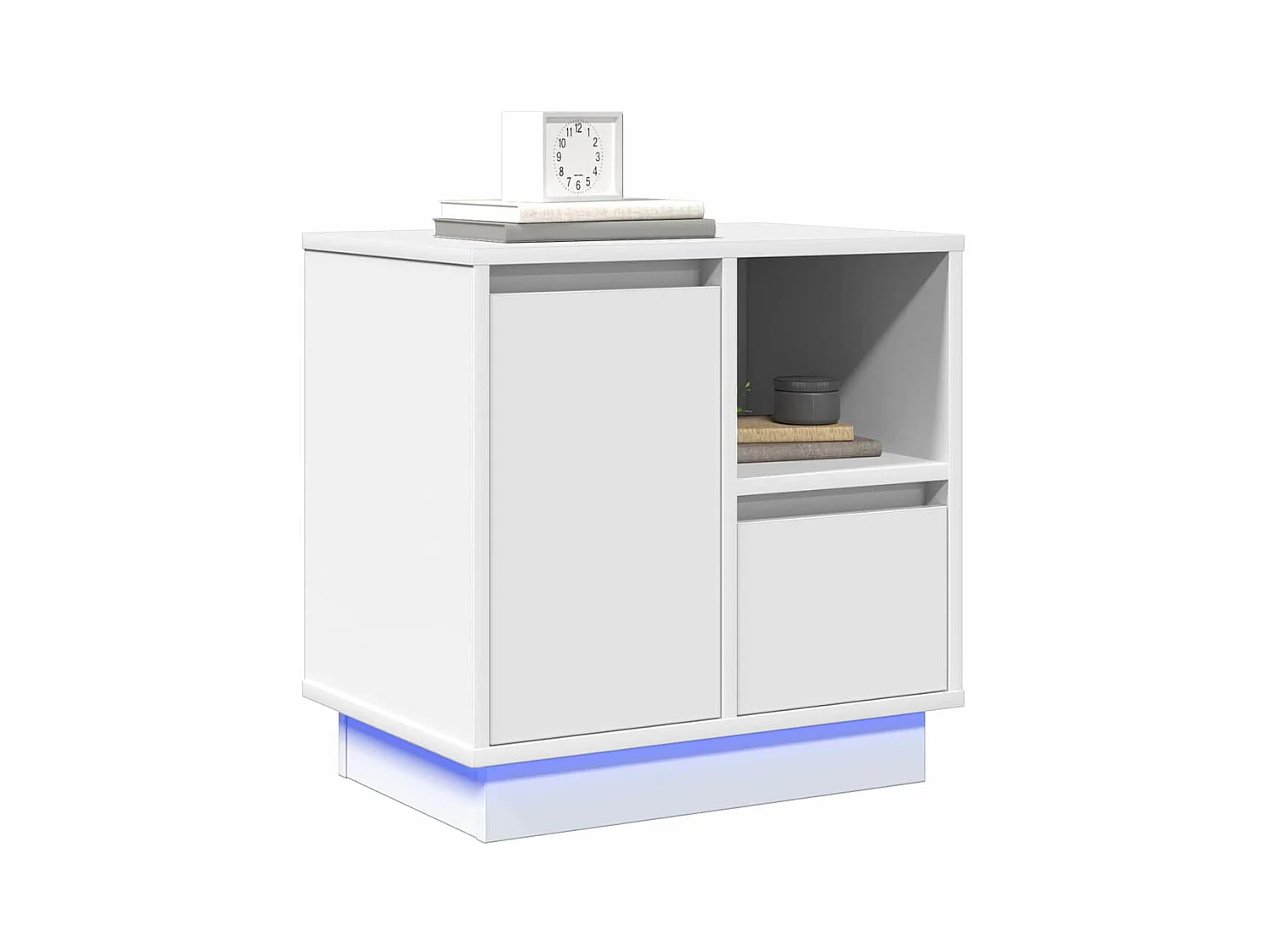 Mesa de Cabeceira Moderna com gaveta 2 peças Branco 50x34.5x50 cm.