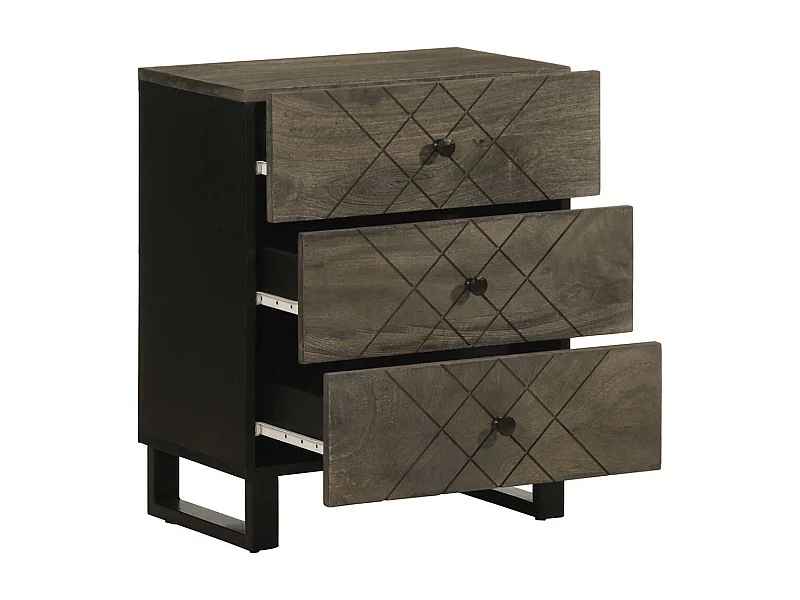 Mesilla de noche | Mesita de noche negra 50x33x62 cm madera maciza mango