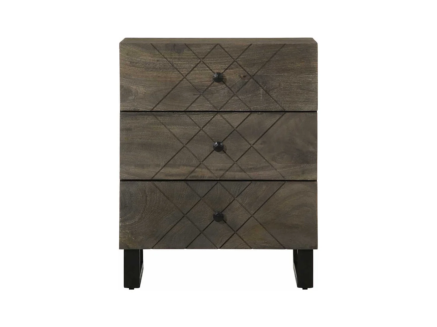 Mesilla de noche | Mesita de noche negra 50x33x62 cm madera maciza mango