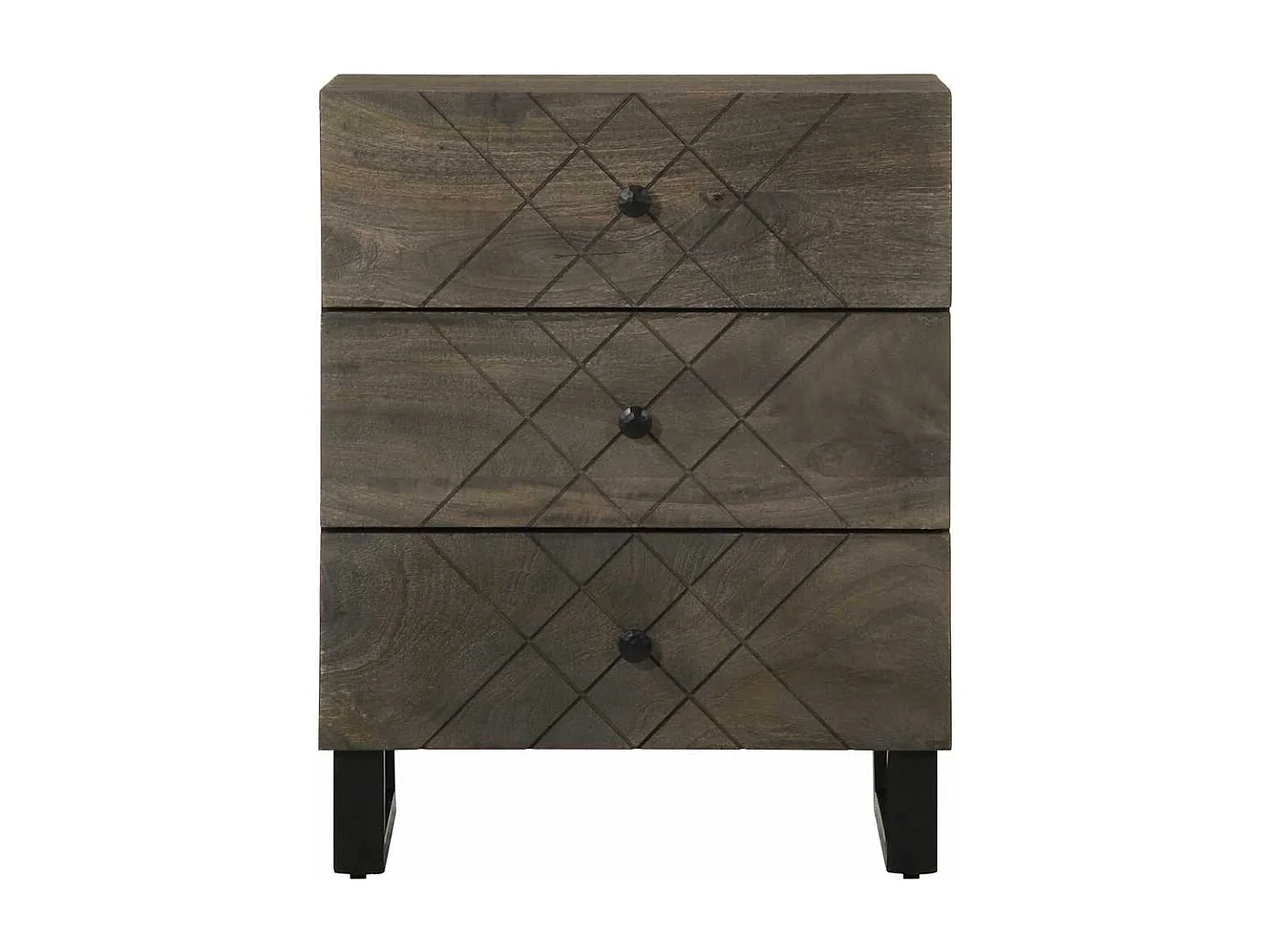 Nachttisch-Beistelltisch Schwarz 50x33x62 cm Massivholz Mango SHL55428