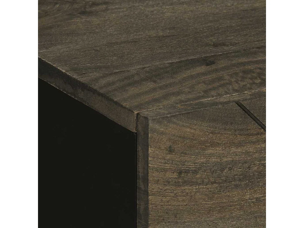 Nachttisch-Beistelltisch Schwarz 50x33x62 cm Massivholz Mango SHL55428