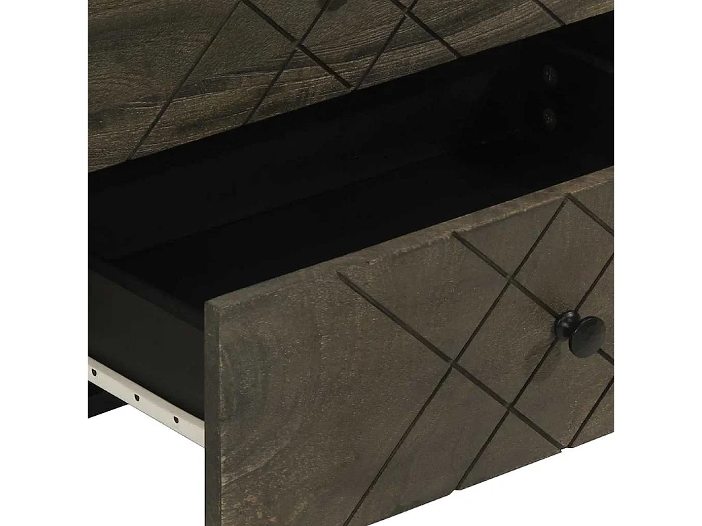 Nachttisch-Beistelltisch Schwarz 50x33x62 cm Massivholz Mango SHL55428