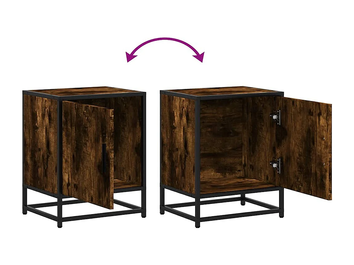 Nachttisch-Beistelltisch Räuchereiche 40x31x50 cm Holzwerkstoff und Metall SHL95712