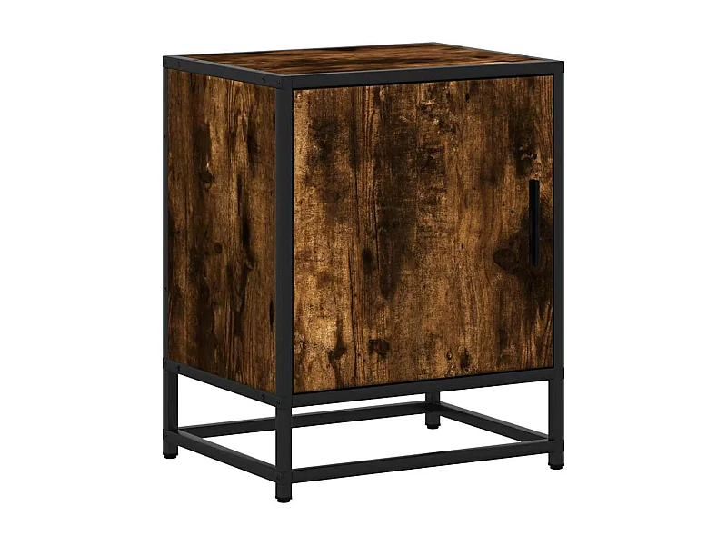 Nachtkastje | Bijzettafel Modern | Opbergkastje 40x31x50 cm bewerkt hout en metaal gerookt eiken