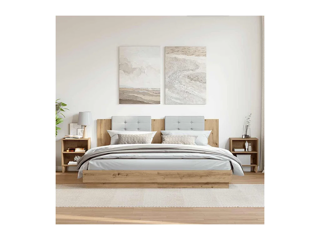 Mesita de noche | Mesilla de noche 2 uds. madera ingeniería roble artisian