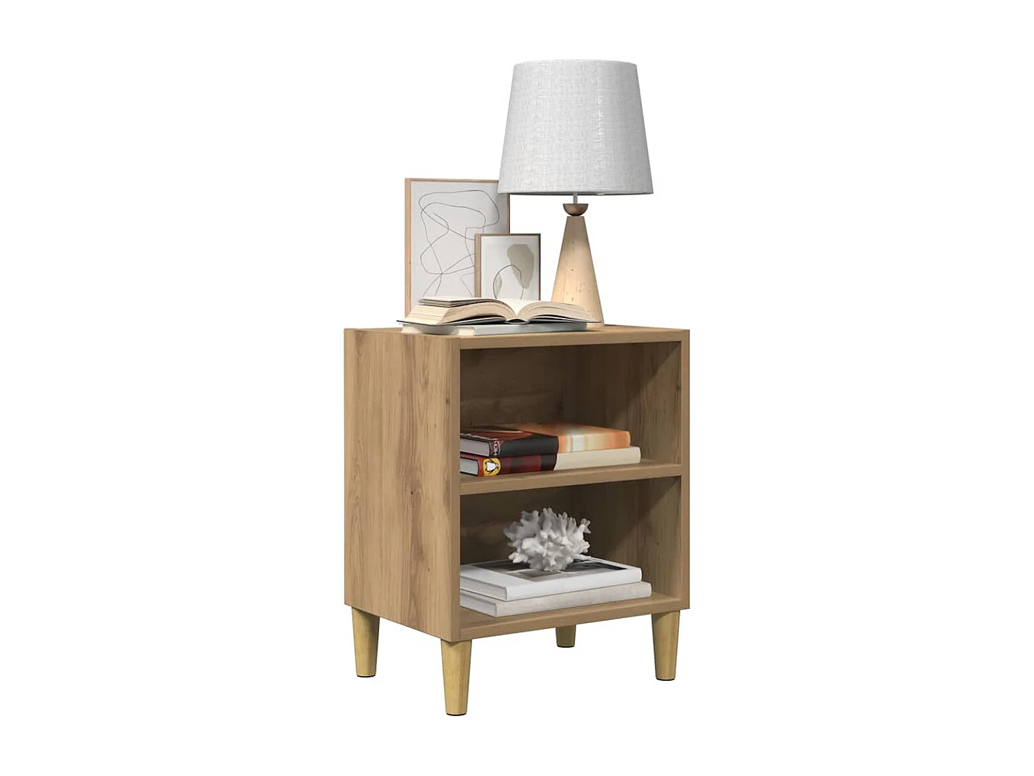 Tables de chevet lot de 2 avec rangement chêne artisanal 40x30x50 cm