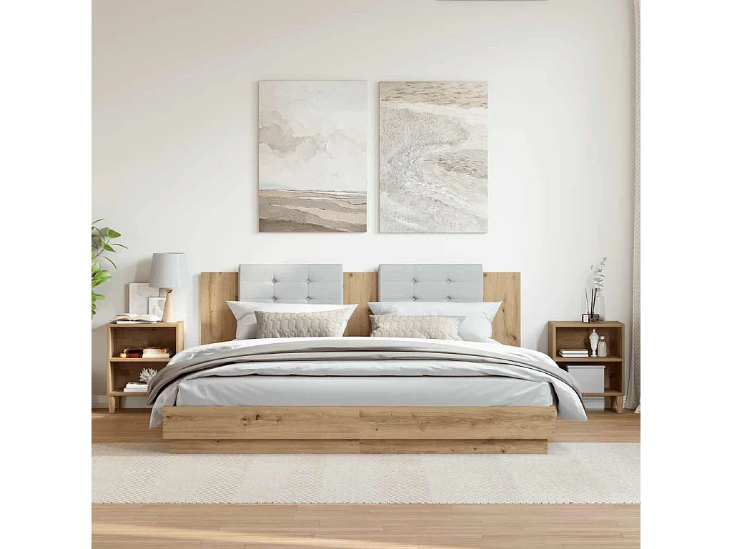 Tables de chevet lot de 2 avec rangement chêne artisanal 40x30x50 cm