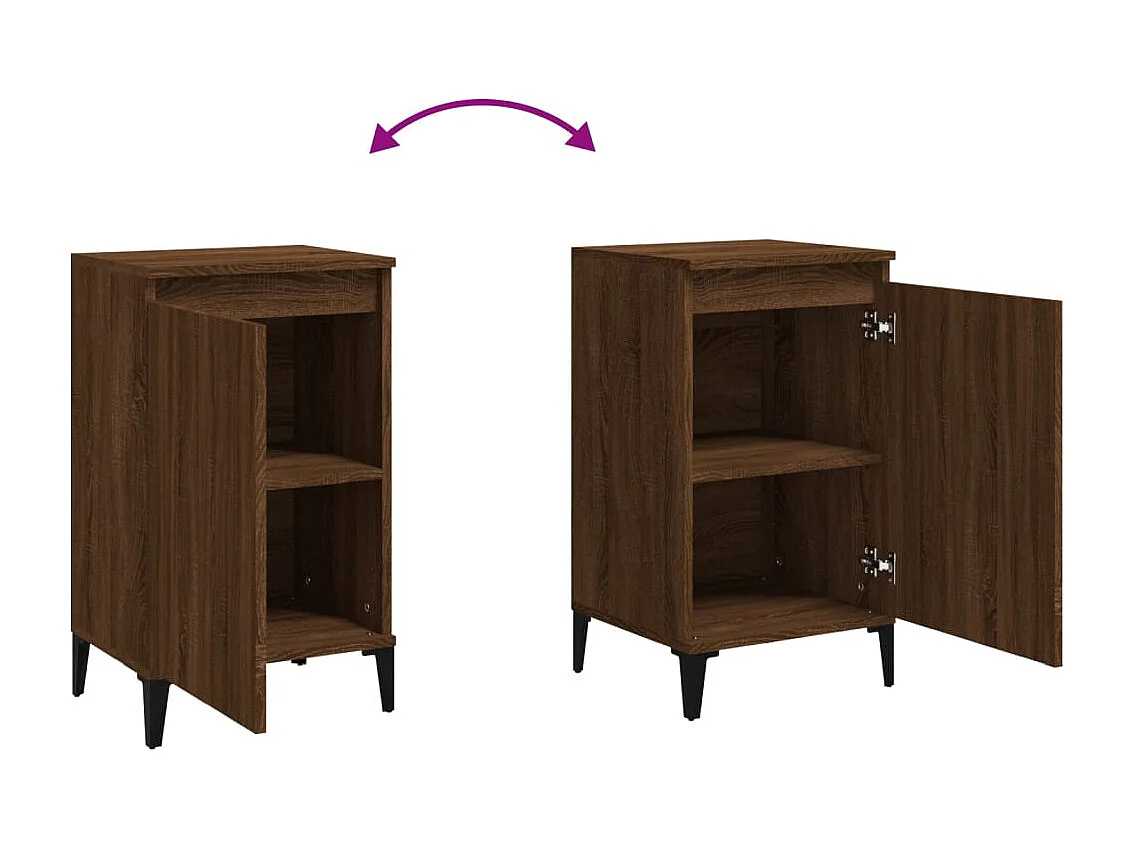 Nachttisch 2er Set-Beistelltisch-Nachttischkommode Braun Eichen-Optik 40x35x70 cm Holzwerkstoff SHL6570