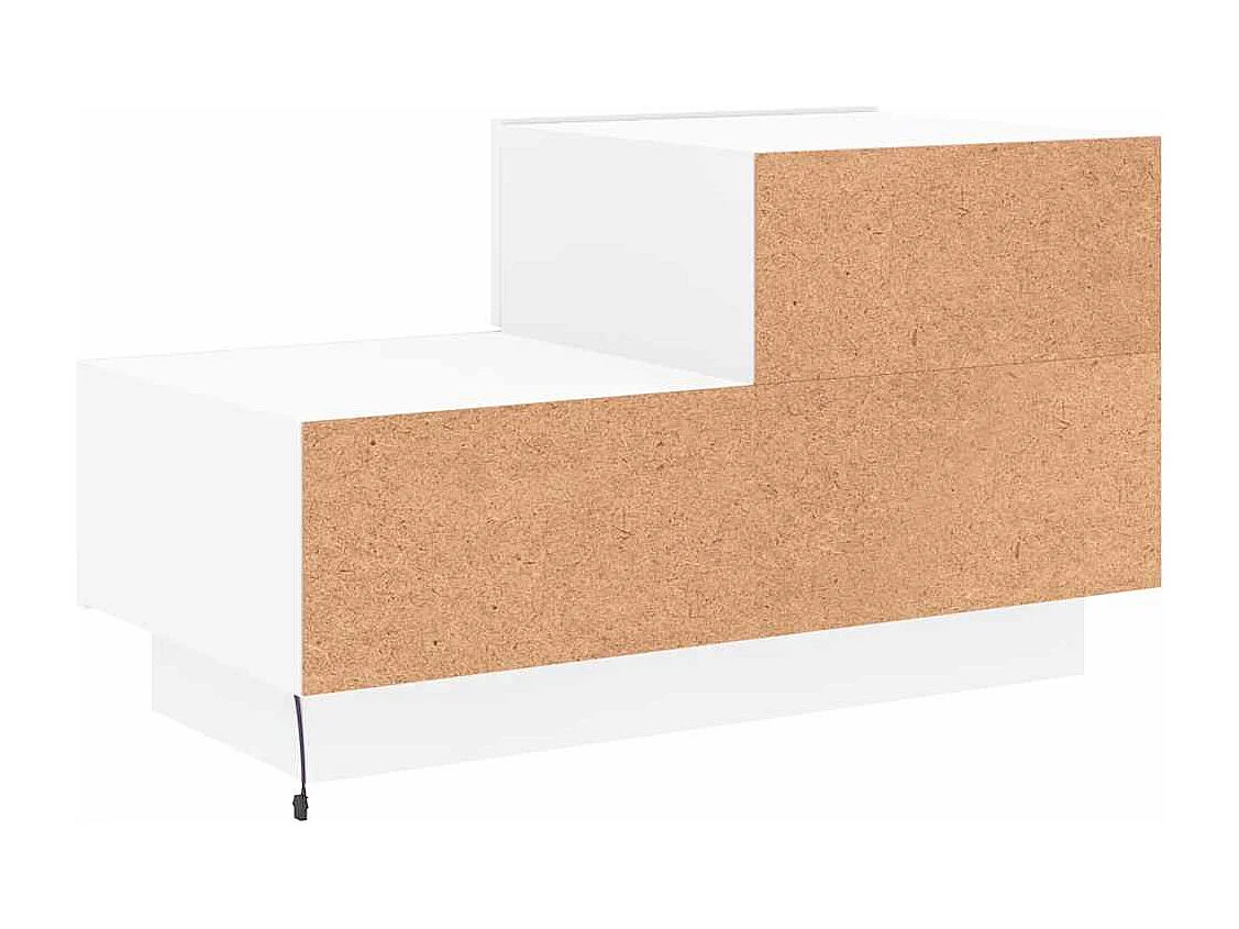 Nachttisch-Beistelltisch mit LED-Leuchten Weiß 70x36x40,5 cm SHL12865