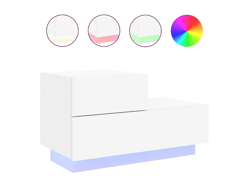 Nachttisch-Beistelltisch mit LED-Leuchten Weiß 70x36x40,5 cm SHL12865