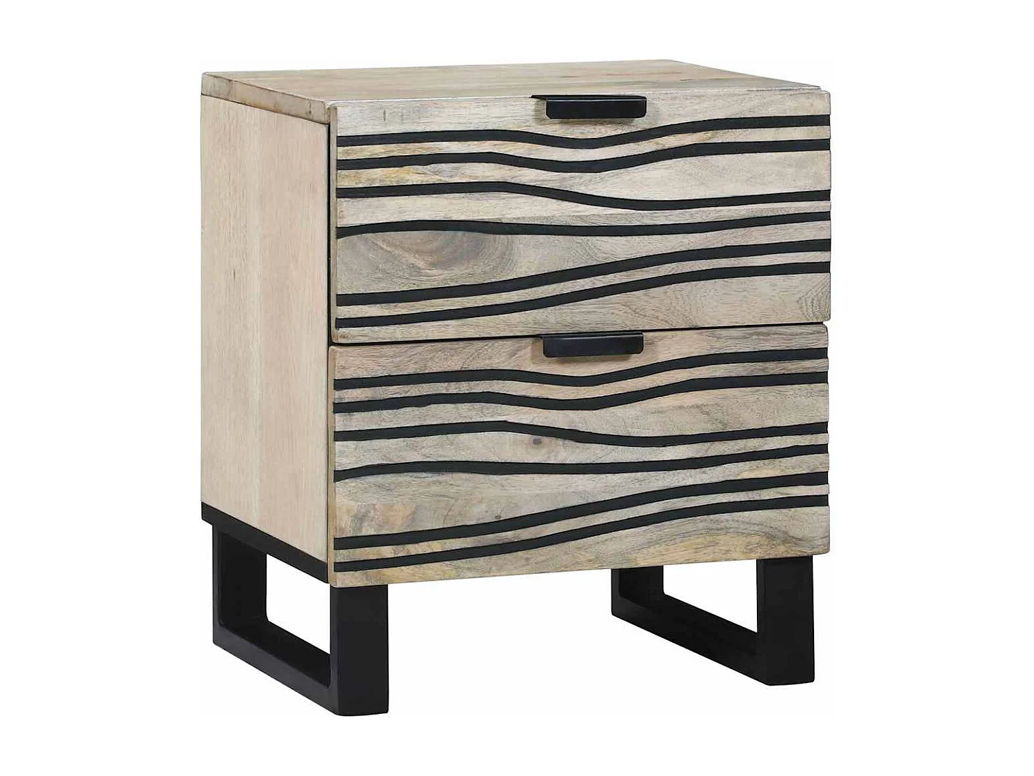 Nachttisch-Beistelltisch Weiß und Schwarz 40 x 33 x 46 cm Massivholz Akazie SHL49568