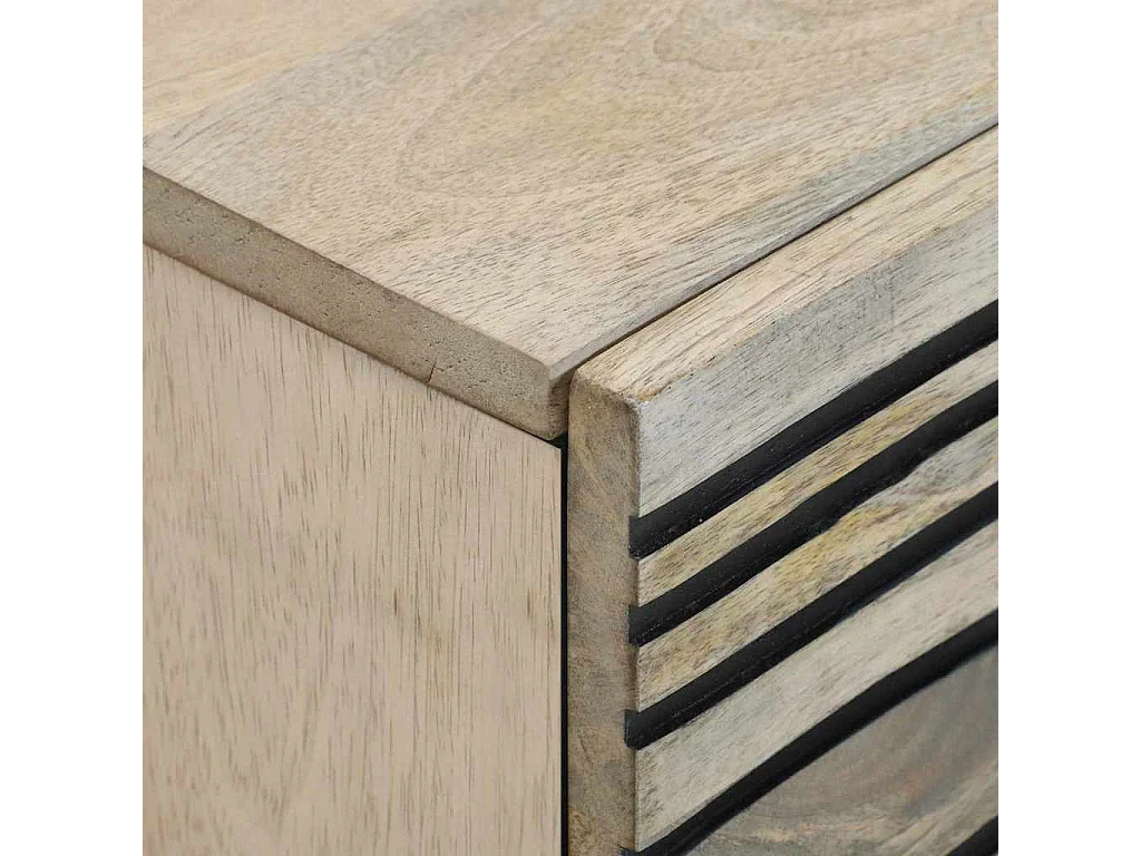 Nachttisch-Beistelltisch Weiß und Schwarz 40 x 33 x 46 cm Massivholz Akazie SHL49568