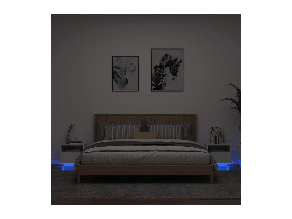 Mesitas de noche | Mesilla de noche con luces LED 2 unidades blanco 40x39x37 cm