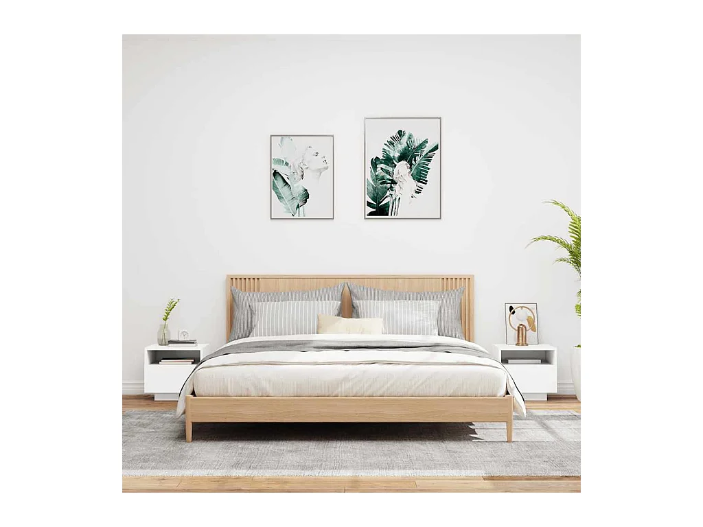 Mesitas de noche | Mesilla de noche con luces LED 2 unidades blanco 40x39x37 cm