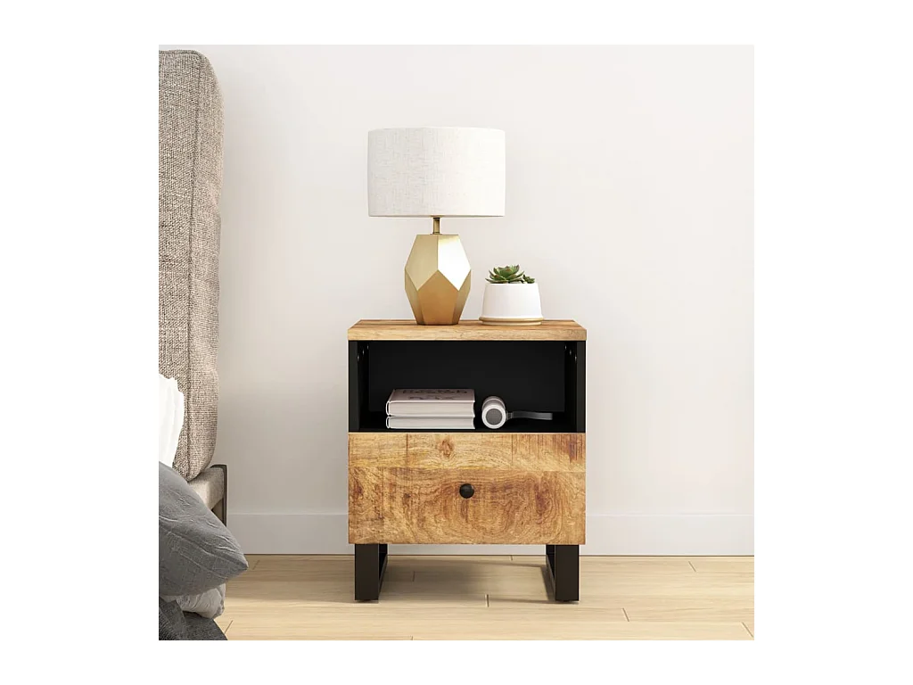 Mesitas de noche | Mesilla de noche 2 uds madera maciza mango madera contrachapada