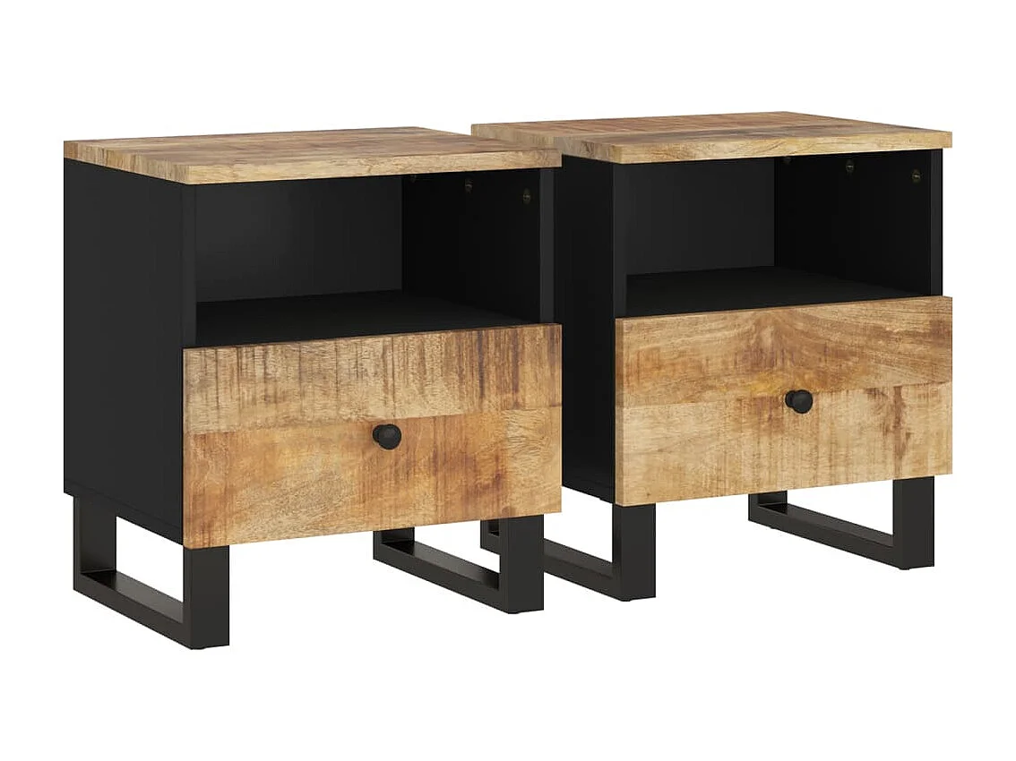 Nachttisch 2er Set-Beistelltisch Massivholz Mango & Holzwerkstoff SHL29209