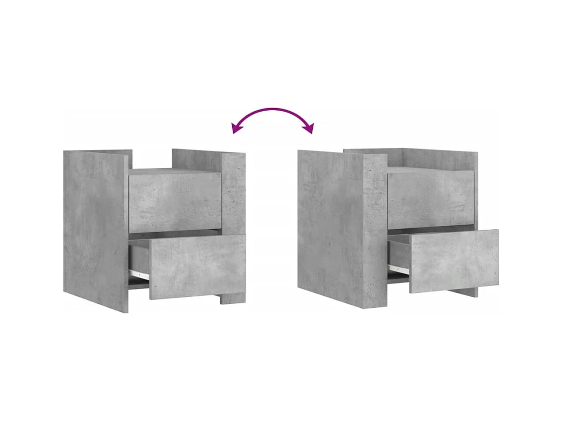 Table de chevet-Table d'appoint Compartiments ouverts gris béton 45x50x50 cm bois d'ingénierie