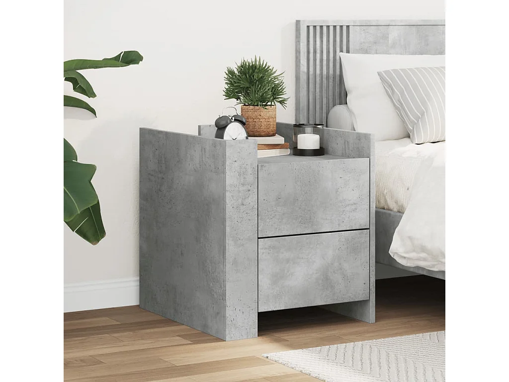 Nachttisch-Beistelltisch Betongrau 45x50x50 cm Holzwerkstoff SHL38917