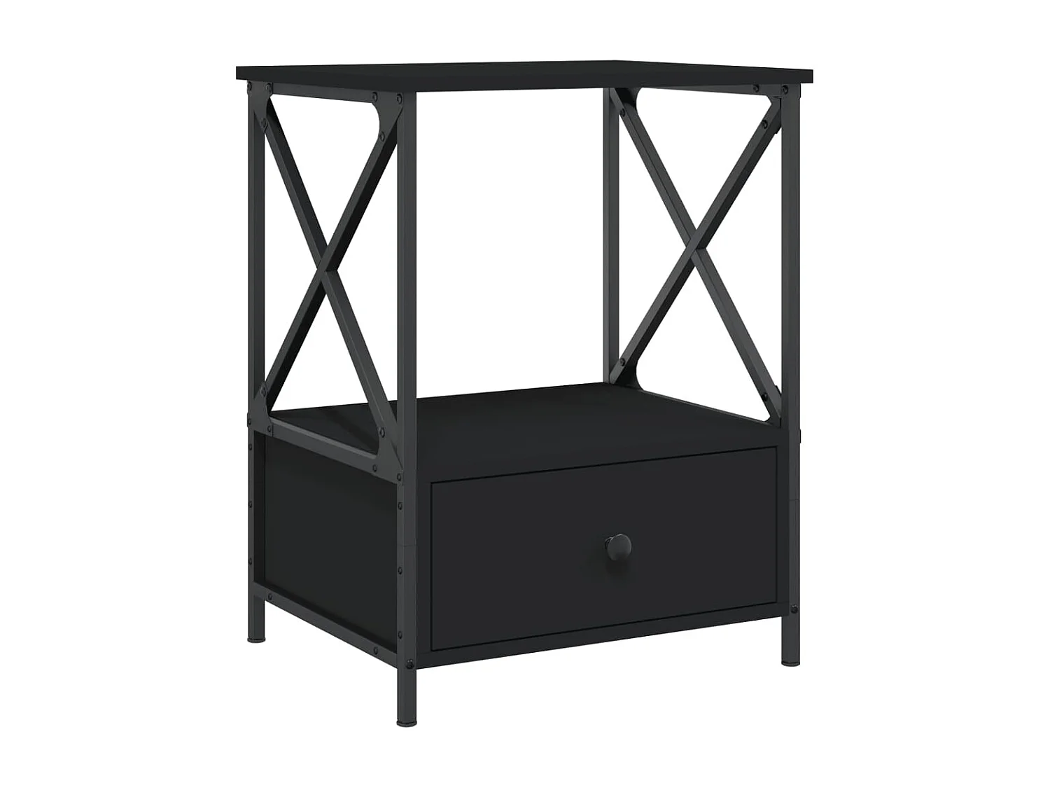 Mesitas de noche | Mesilla de noche 2 uds madera de ingeniería negro 50x41x65 cm