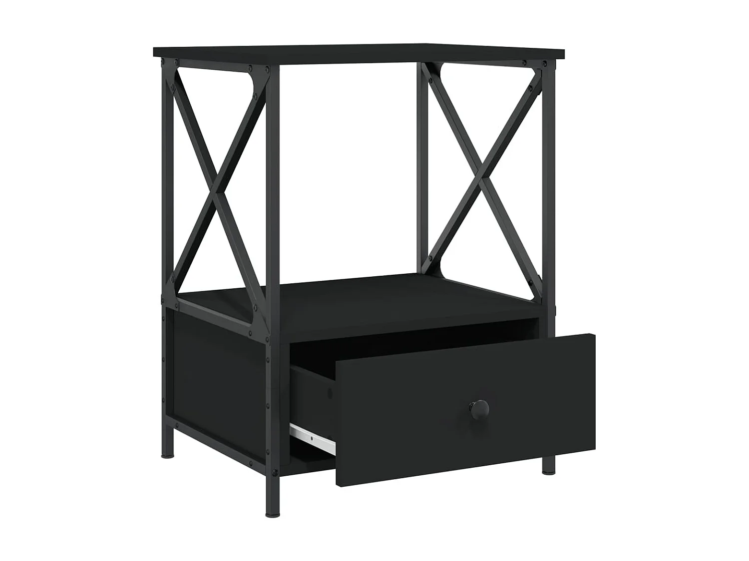 Mesitas de noche | Mesilla de noche 2 uds madera de ingeniería negro 50x41x65 cm