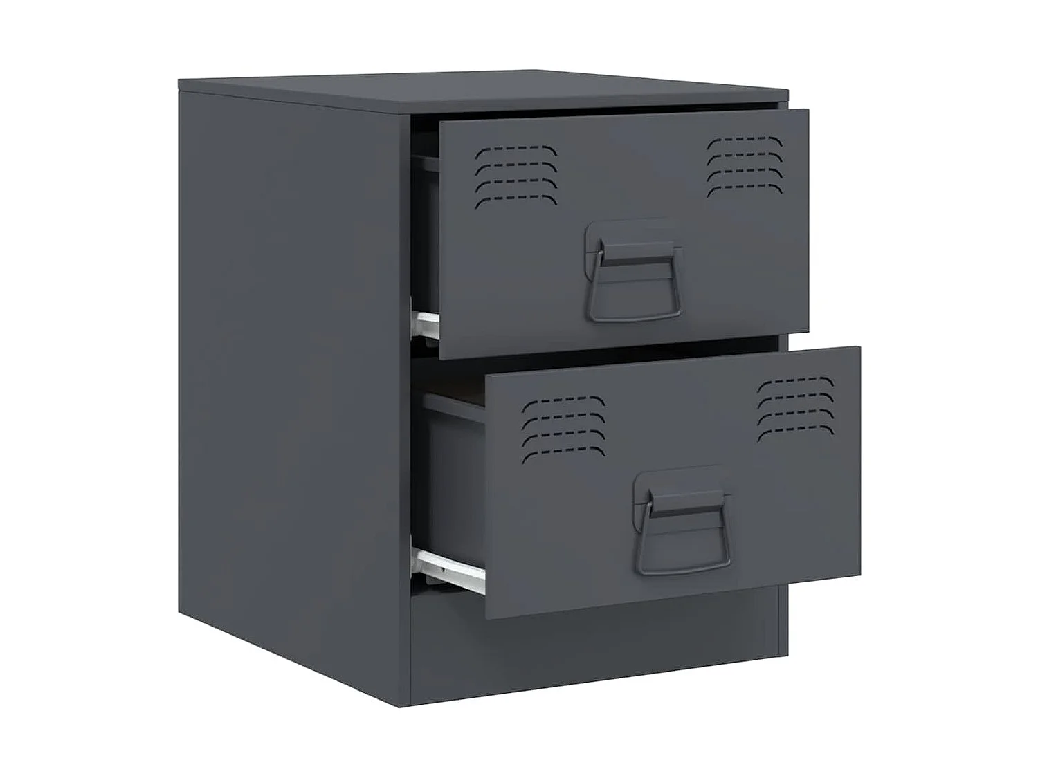 Nachttisch 2er Set-Beistelltisch-Nachttischkommode Anthrazit 34,5x39x44 cm Stahl SHL84843