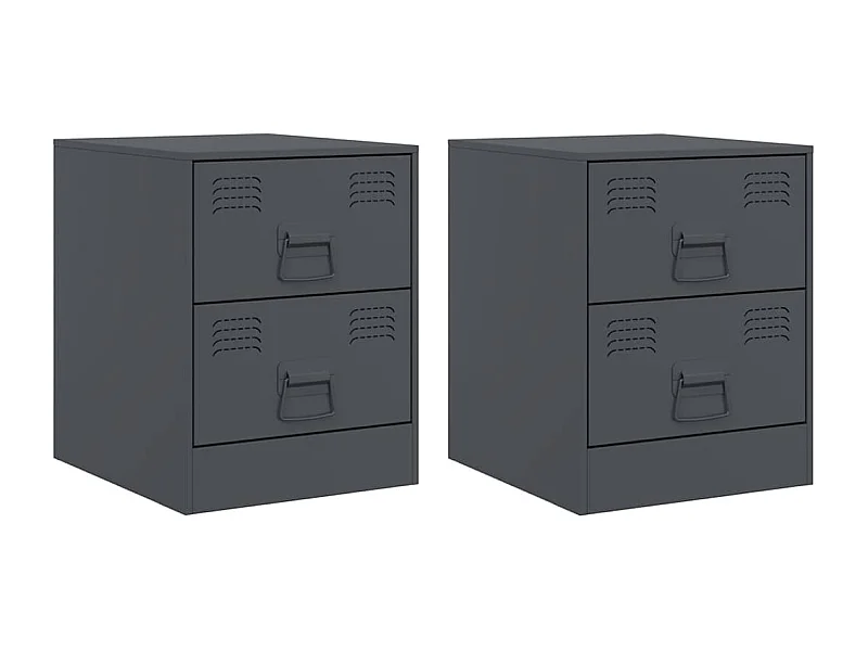 Tables de chevet lot de 2 avec rangement anthracite 34,5x39x44 cm acier