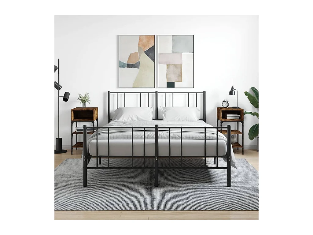 Mesita de noche | Mesilla de noche 2 uds. madera ingeniería roble ahumado 35x34,5x70cm