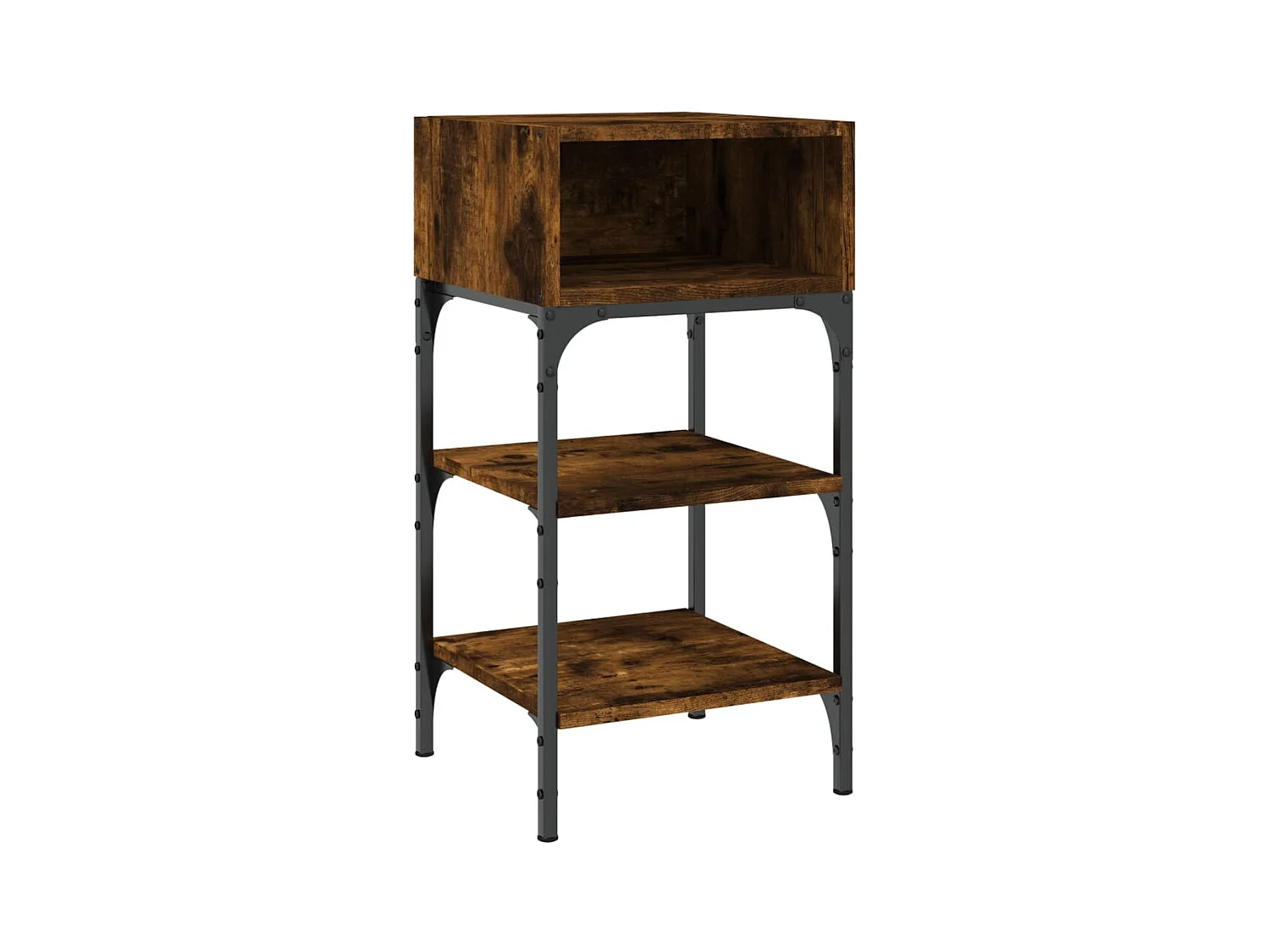 Mesita de noche | Mesilla de noche 2 uds. madera ingeniería roble ahumado 35x34,5x70cm