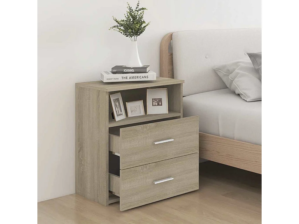 Nachttisch 2er Set-Beistelltisch Sonoma-Eiche 50x32x60 cm SHL33868