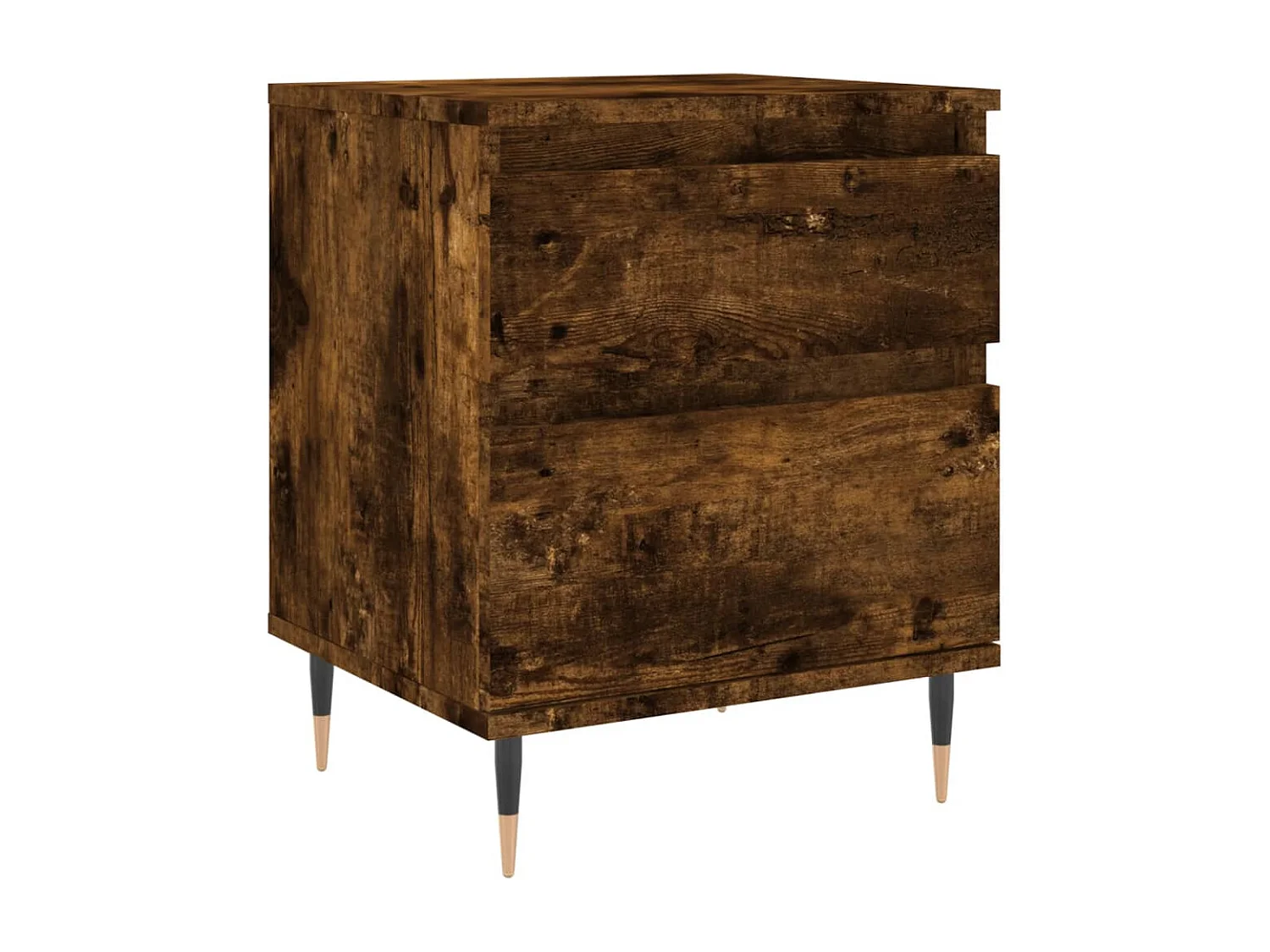 Nachttisch 2er Set-Beistelltisch-Nachttischkommode Räuchereiche 40x35x50 cm Holzwerkstoff SHL15668