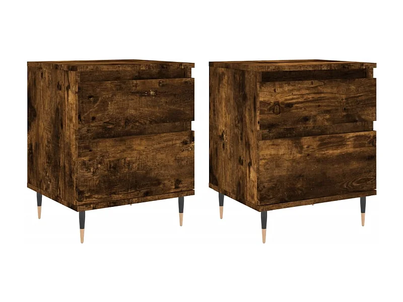 Mesa de Cabeceira Moderna 2 peças derivados de madeira carvalho fumado