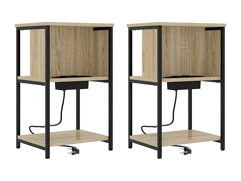 Mesita de Noche | Mesa auxiliar | Armario de Noche 2 uds. Roble Sonoma 38x31x61 cm