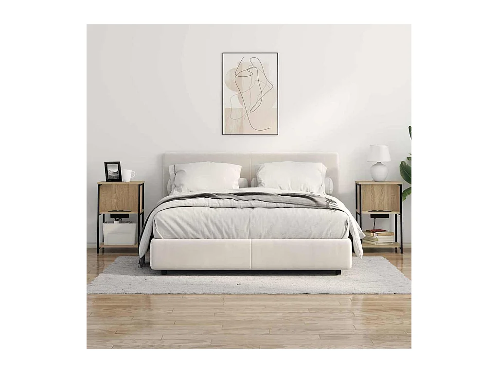 Mesita de Noche | Mesa auxiliar | Armario de Noche 2 uds. Roble Sonoma 38x31x61 cm