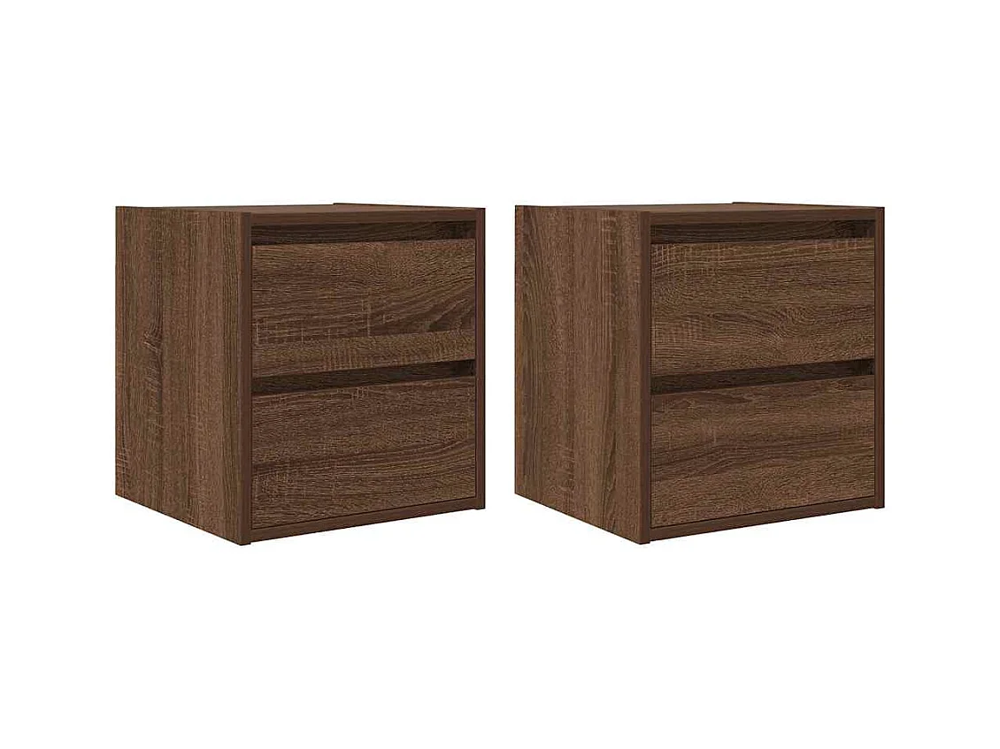 Mesa de Cabeceira Moderna de parede 2 peças 38x34x40 cm carvalho castanho