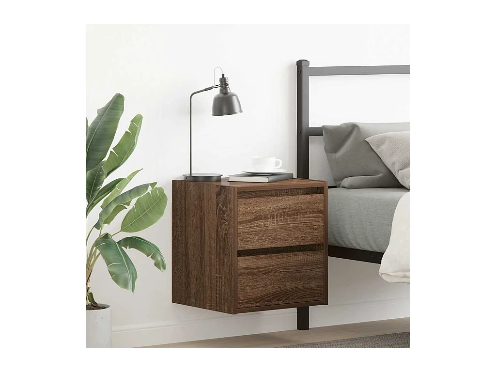 Mesa de Cabeceira Moderna de parede 2 peças 38x34x40 cm carvalho castanho