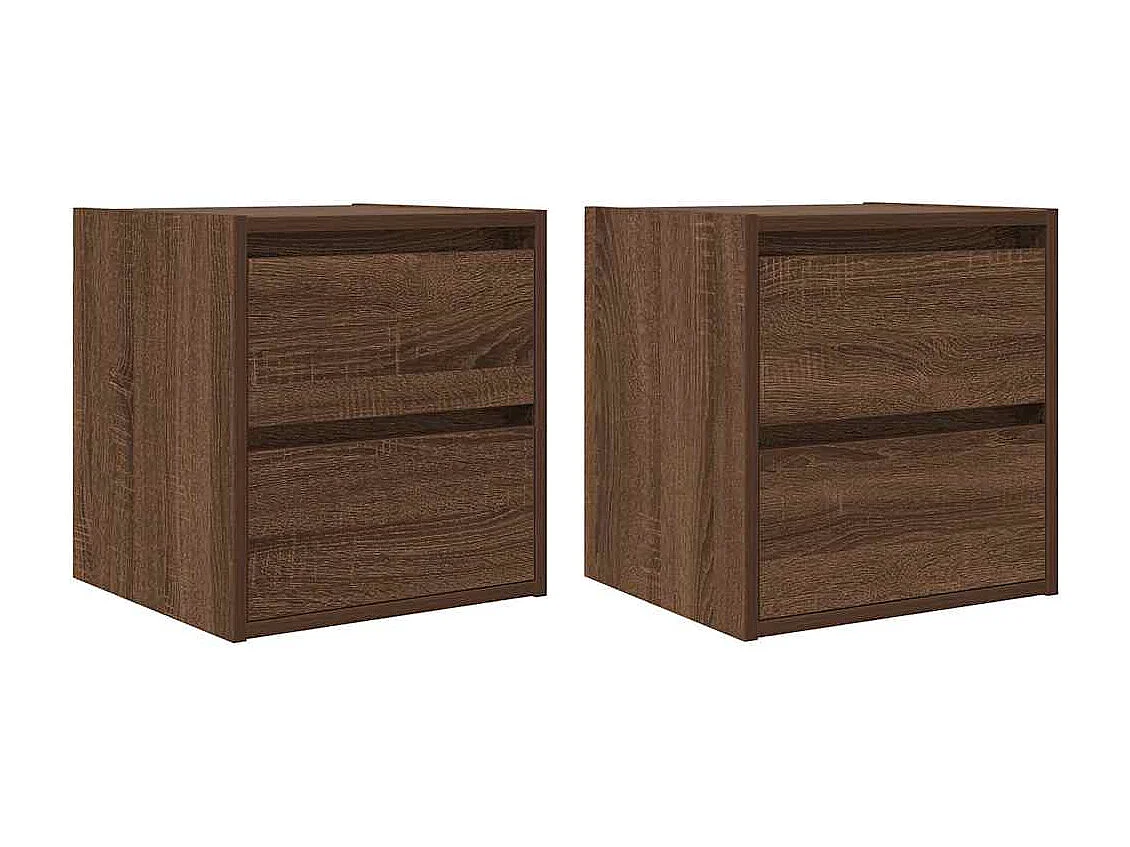 Mesillas de noche | Mesita de noche de pared 2 uds roble marrón 38x34x40 cm