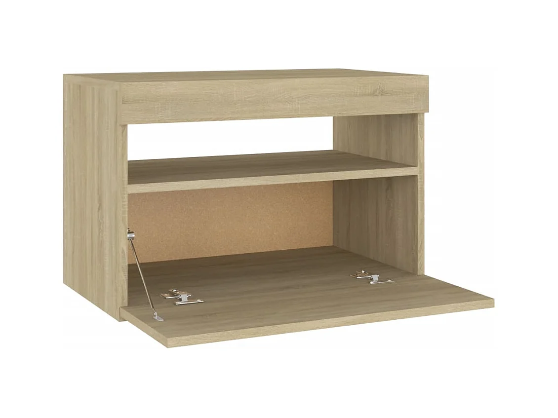 Mesitas de noche | Mesilla de noche con LED 2 uds contrachapada Sonoma 60x35x40 cm