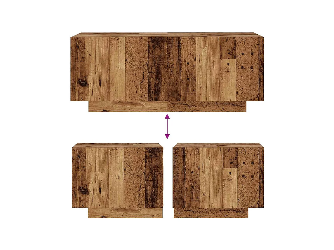 Mesita de noche | Mesilla de noche madera contrachapada madera vieja 100x35x40 cm