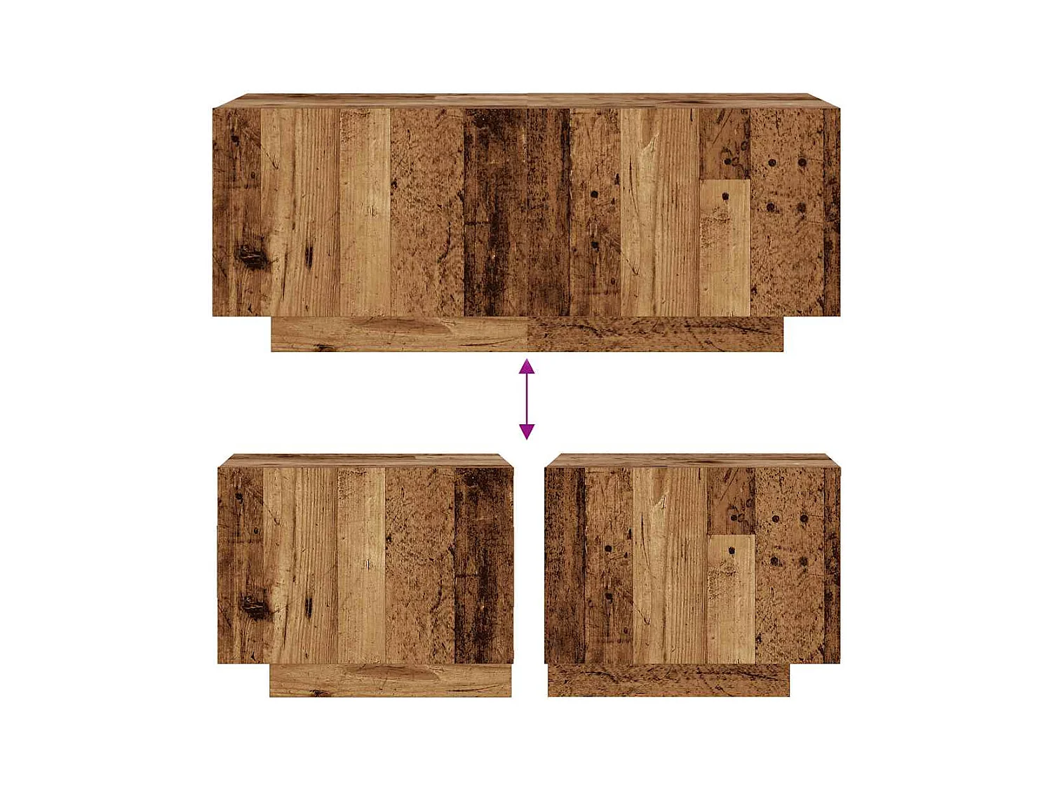 Mesita de noche | Mesilla de noche madera contrachapada madera vieja 100x35x40 cm