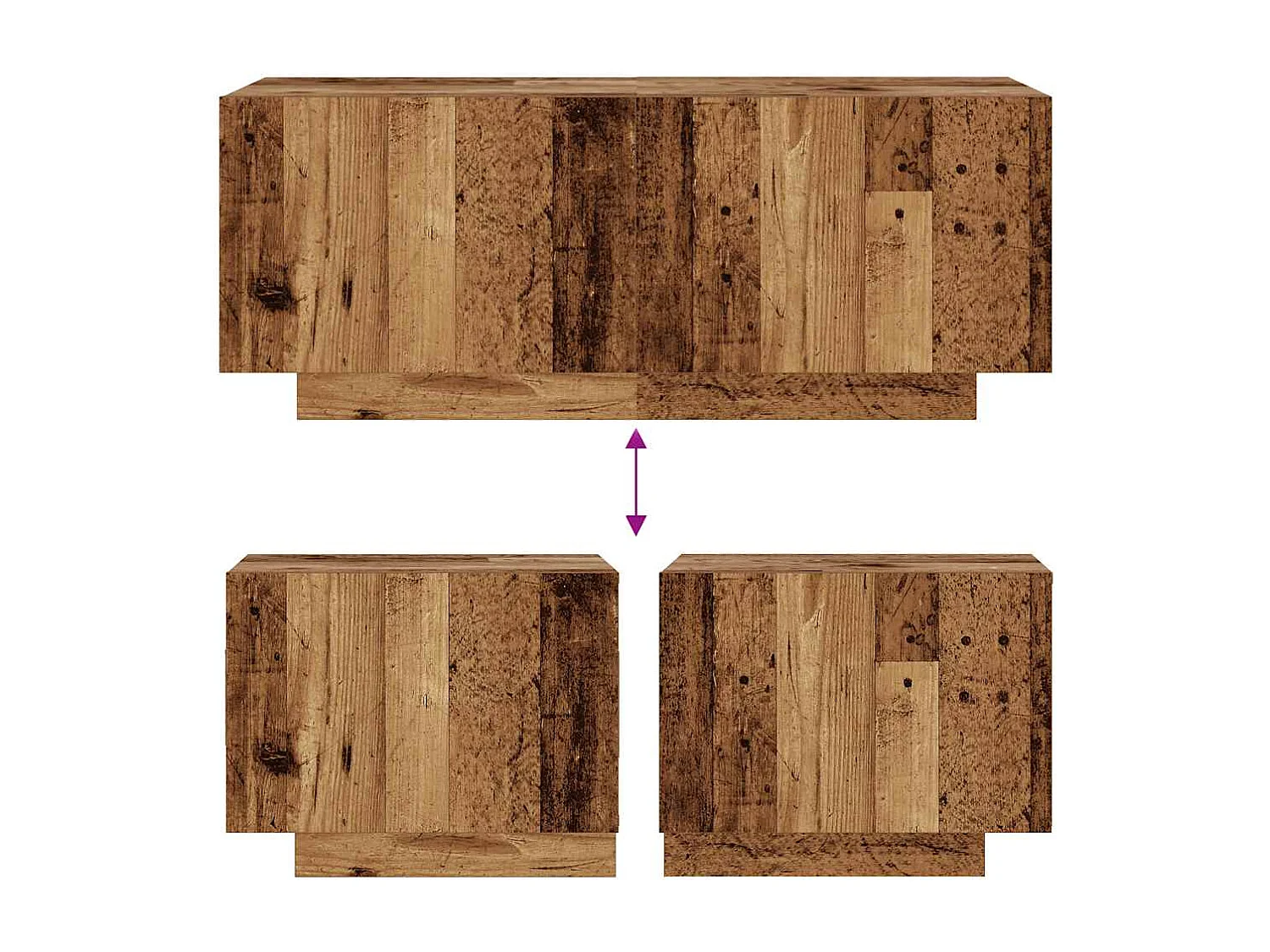 Nachttisch-Beistelltisch Altholz-Optik 100x35x40 cm Holzwerkstoff SHL70301