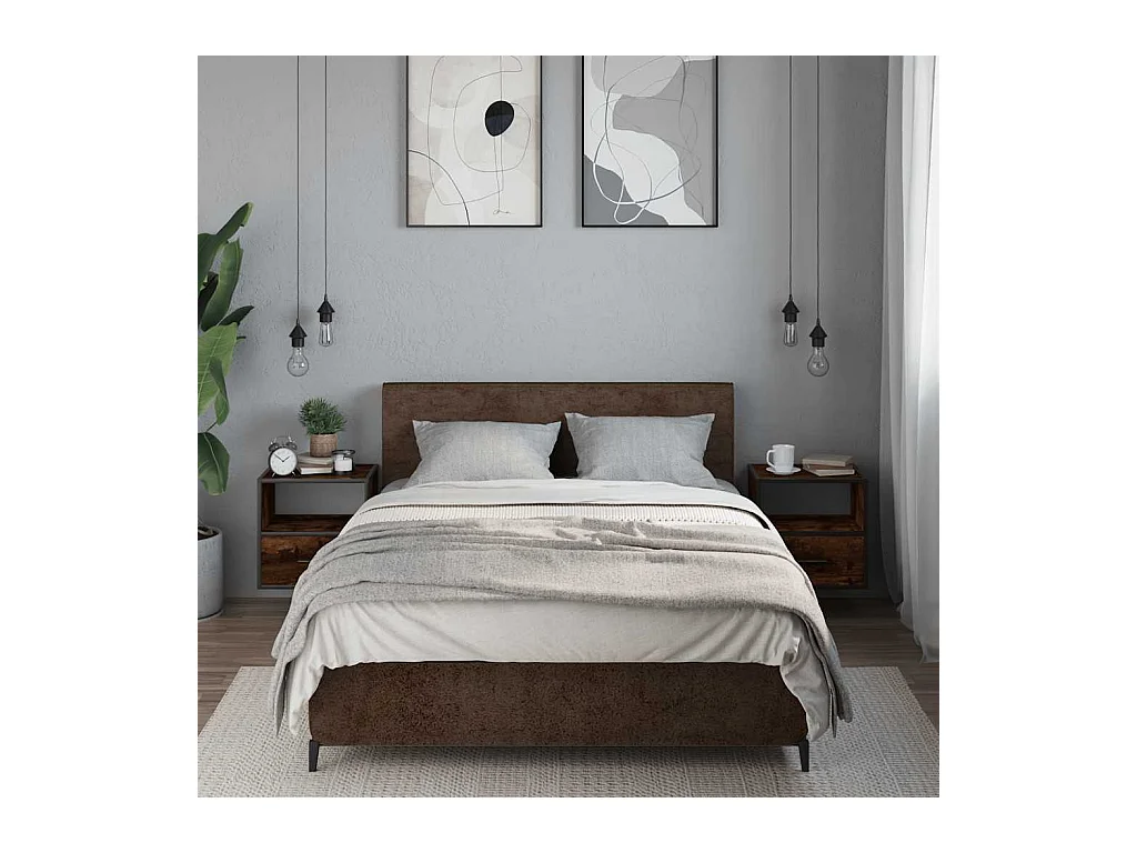 Mesitas de noche | Mesilla de noche pared 2 uds color roble ahumado 40x31x39,5 cm