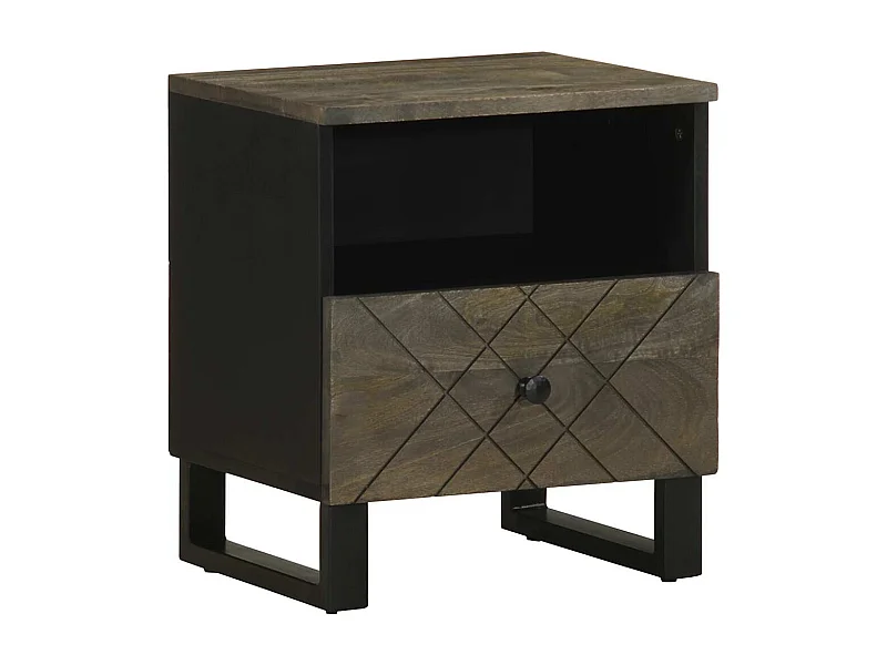 Mesitas de noche | Mesilla de noche 2 uds madera maciza de mango negro 40x33x46 cm